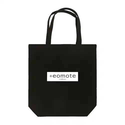 eomoteのシンプルなロゴ（背景文字）が入ったトートバッグ